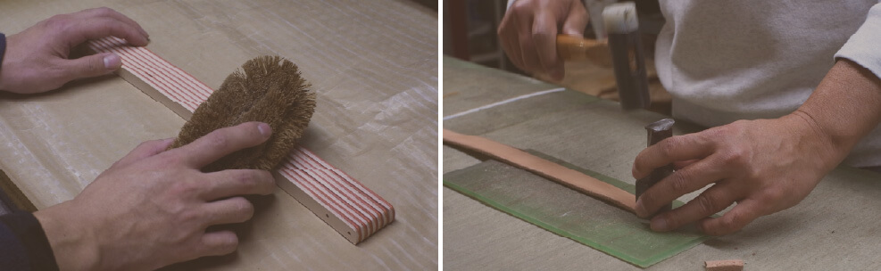 脈々と受け継がれる鞣し工程